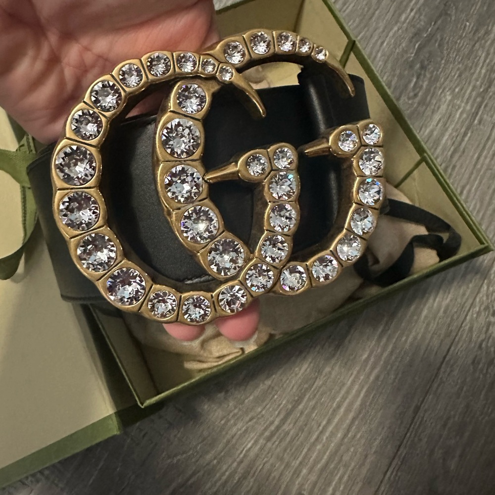 Gucci Gold Crystal-Embellished Belt